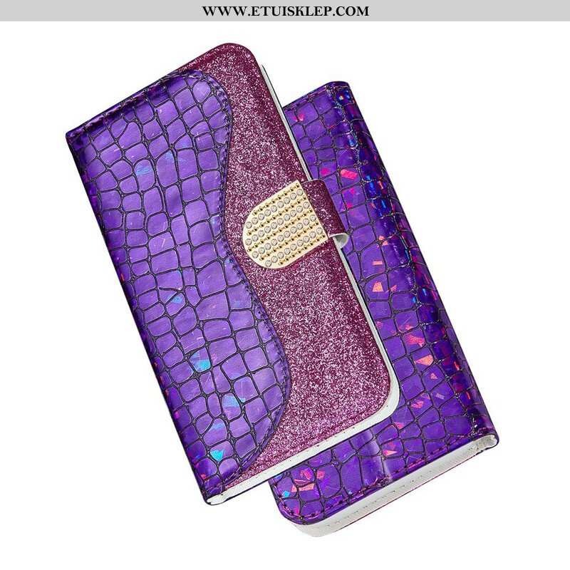 Etui Folio do Samsung Galaxy S21 Plus 5G Krokodyle Diamenty